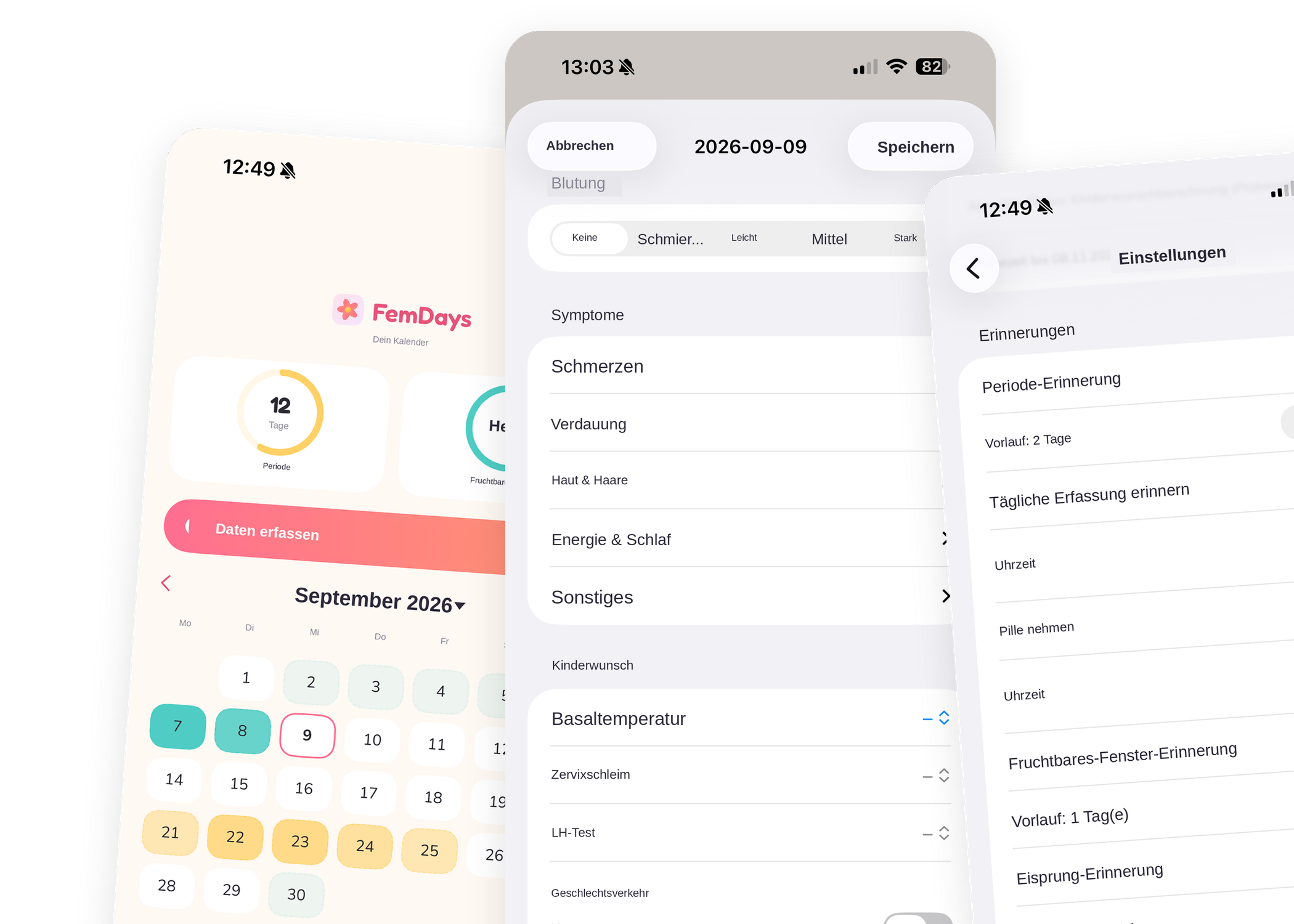 FemDays-App: Kalenderansicht, Dateneingabe und Erinnerungen