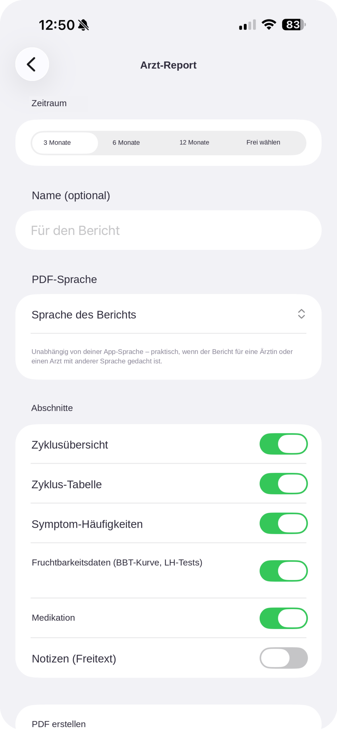Arzt-Report konfigurieren